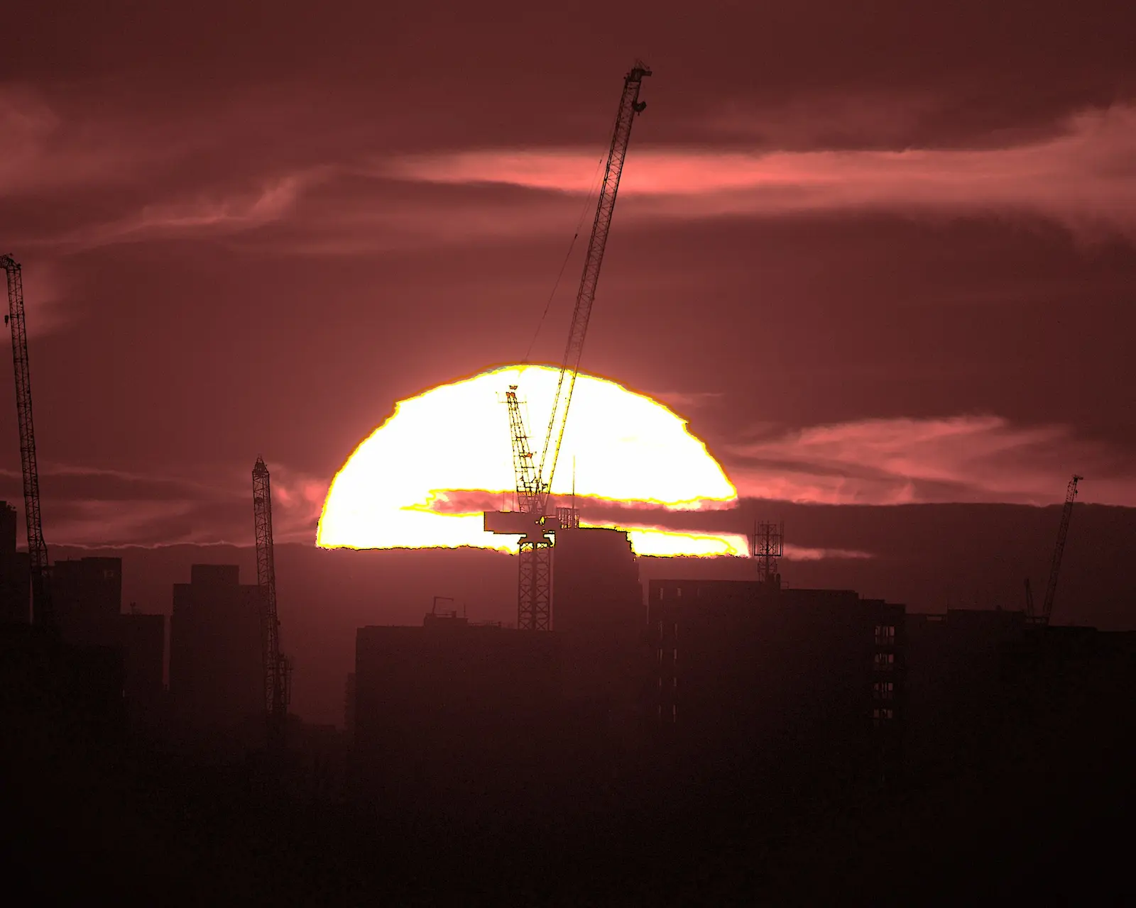 Sun alignments London White City crane